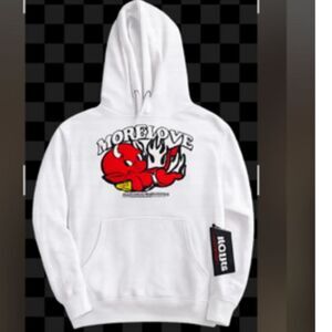 No Excuses Lonely Hearts Club Devil Hoodie White Large NWT Graphic Streetwear